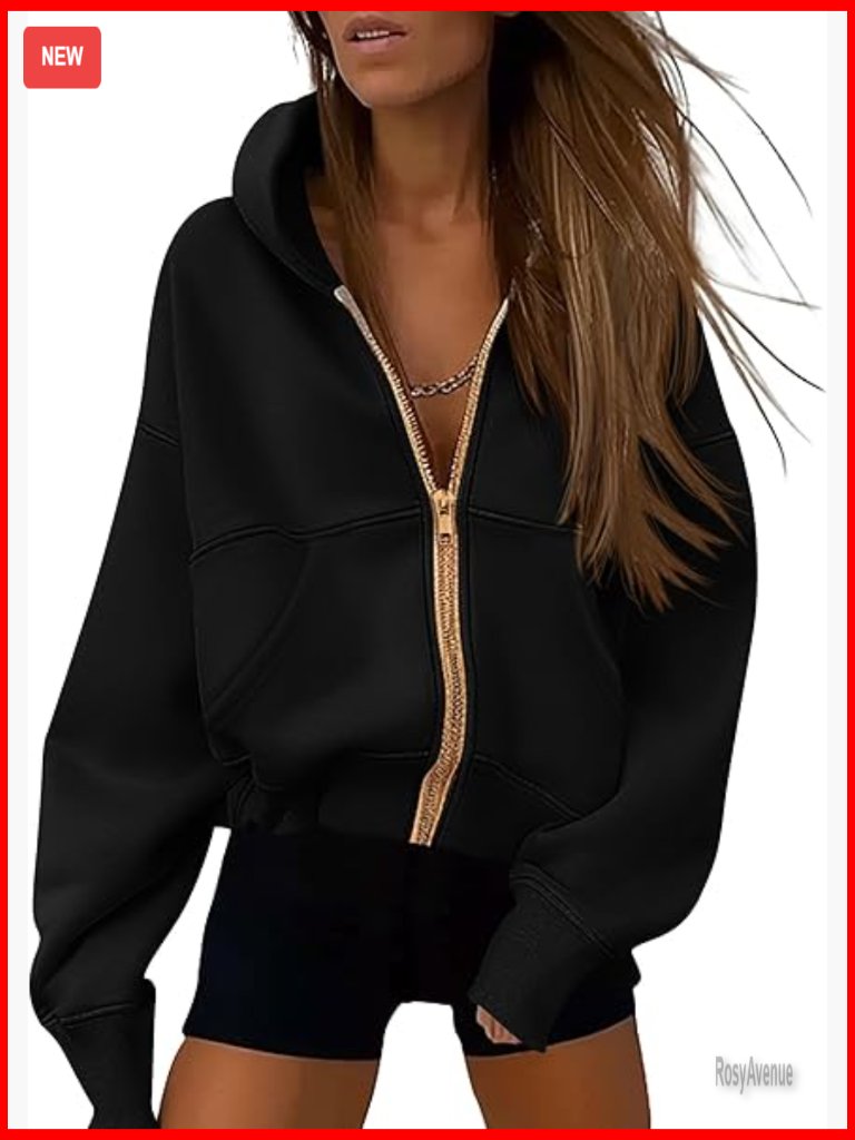 Zip Up Hoodie Fleece Lined Long Sleeve Sweatshirt With Pockets